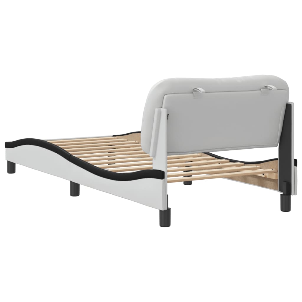 Bedframe met hoofdbord kunstleer zwart en wit 90x190 cm Bedden & bedframes | Creëer jouw Trendy Thuis | Gratis bezorgd & Retour | Trendy.nl