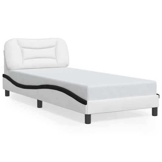 Bedframe met hoofdbord kunstleer zwart en wit 90x190 cm Bedden & bedframes | Creëer jouw Trendy Thuis | Gratis bezorgd & Retour | Trendy.nl