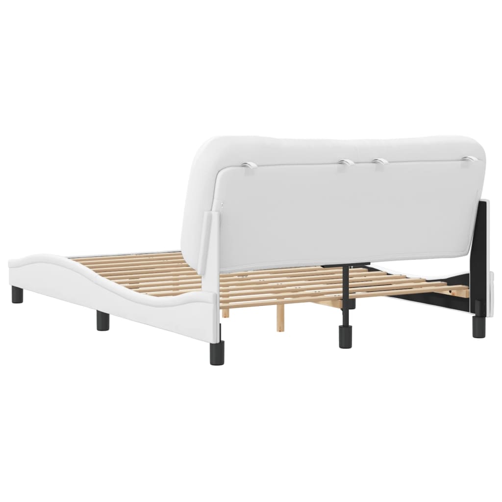 Bedframe met hoofdbord kunstleer wit 120x200 cm