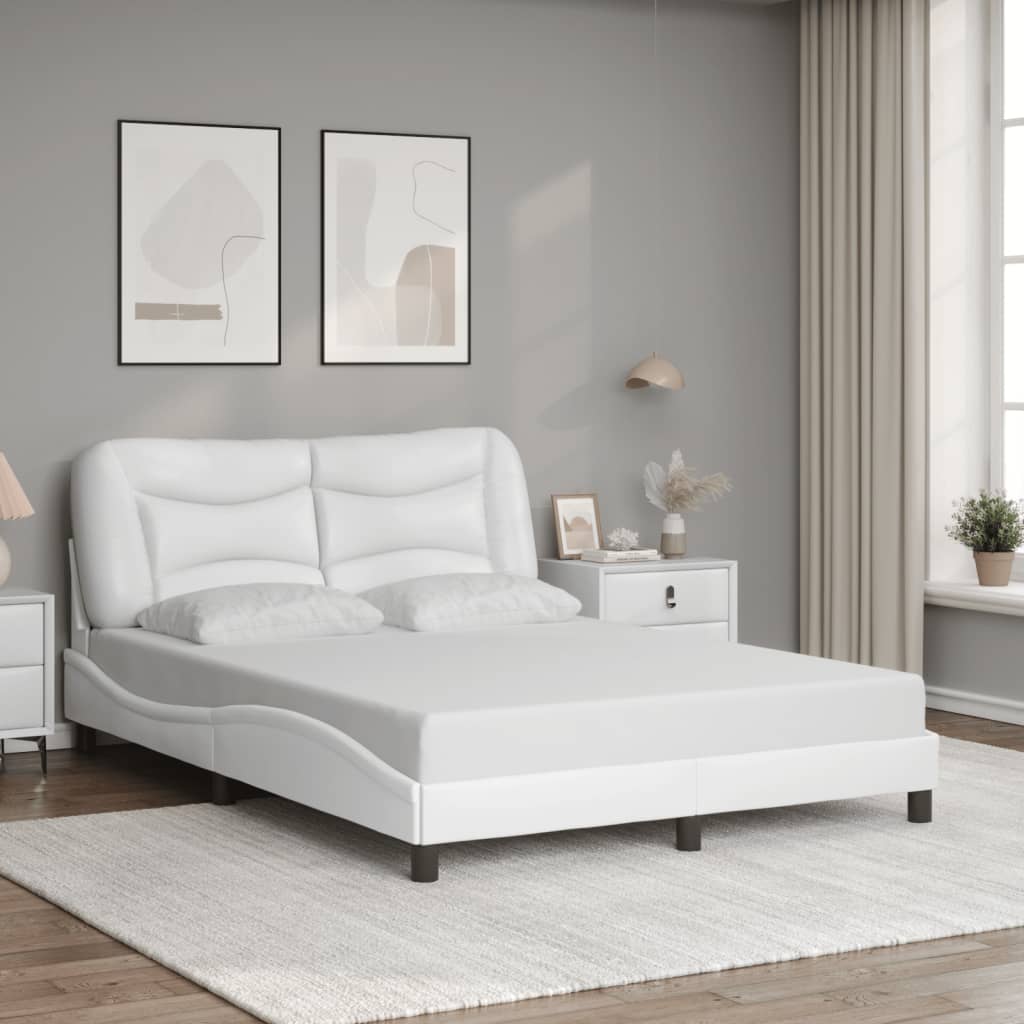 Bedframe met hoofdbord kunstleer wit 120x200 cm