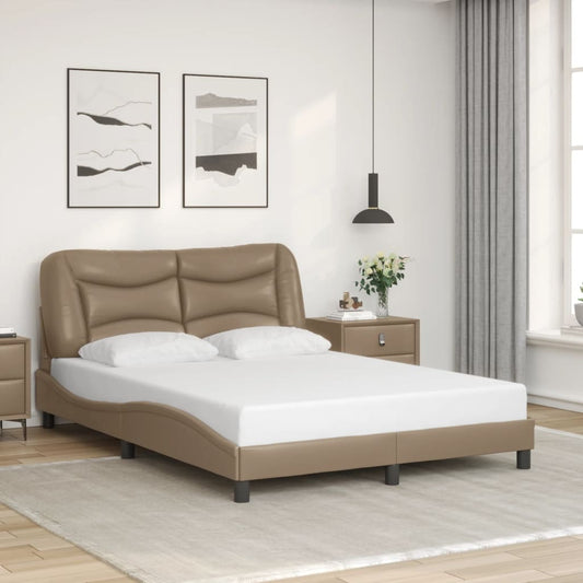 Bedframe met hoofdbord kunstleer cappuccinokleurig 120x200 cm