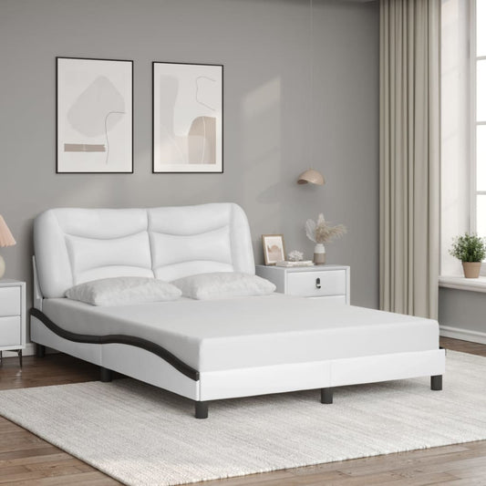 Bedframe met hoofdbord kunstleer zwart en wit 120x200 cm