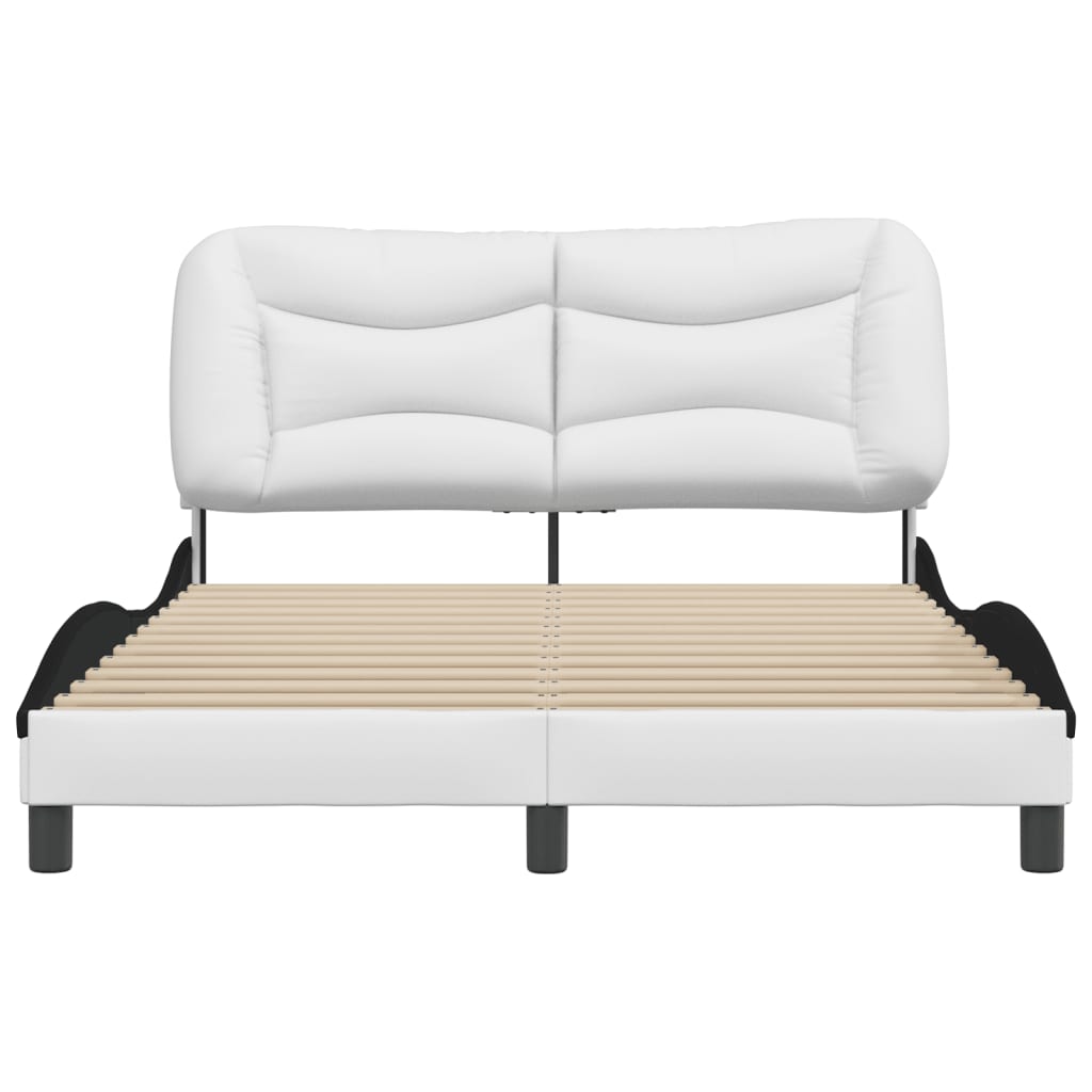 Bedframe met hoofdbord kunstleer wit en zwart 140x190 cm