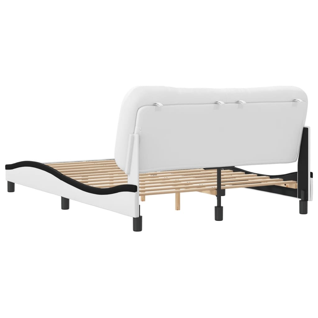 Bedframe met hoofdbord kunstleer wit en zwart 140x190 cm