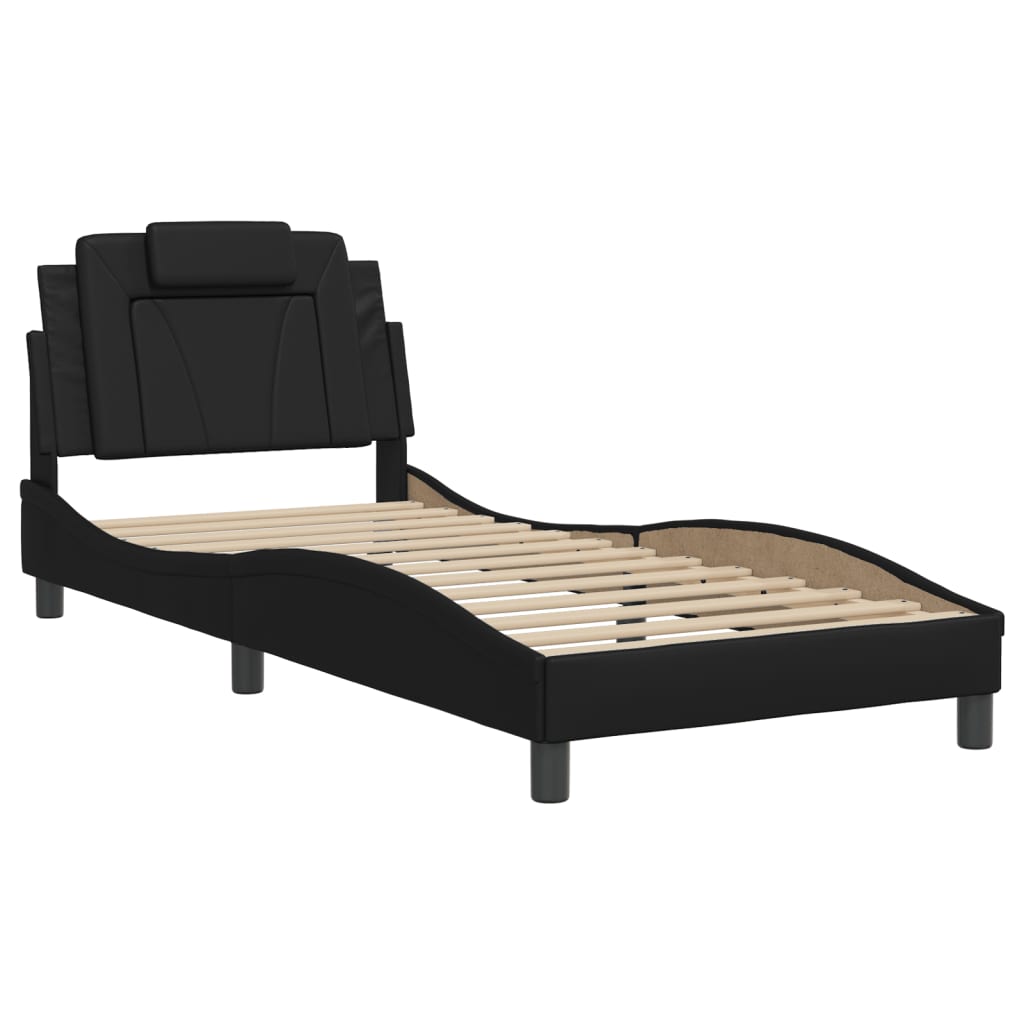 Bedframe met hoofdbord kunstleer zwart 90x190 cm Bedden & bedframes | Creëer jouw Trendy Thuis | Gratis bezorgd & Retour | Trendy.nl