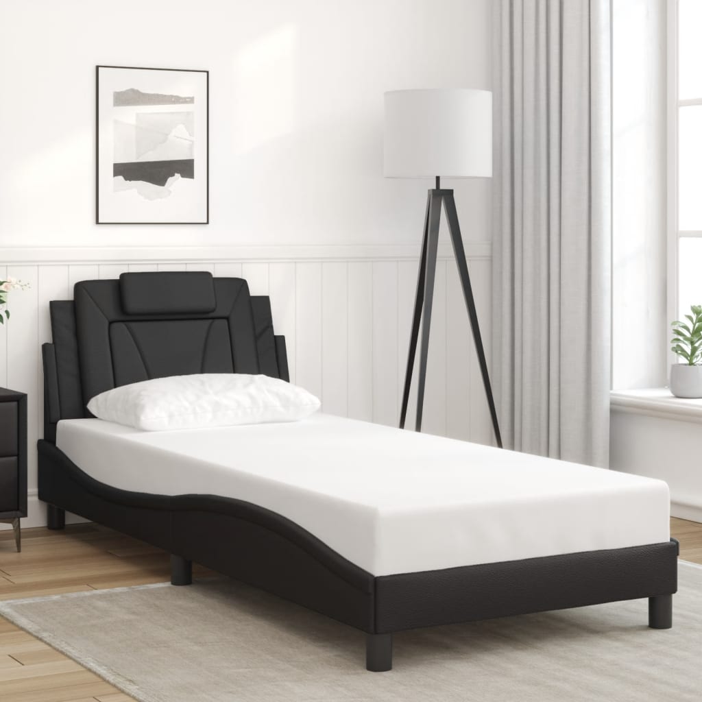 Bedframe met hoofdbord kunstleer zwart 90x190 cm Bedden & bedframes | Creëer jouw Trendy Thuis | Gratis bezorgd & Retour | Trendy.nl