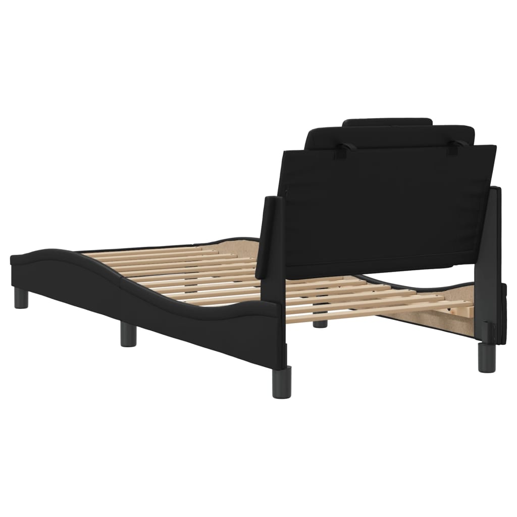 Bedframe met hoofdbord kunstleer zwart 90x190 cm Bedden & bedframes | Creëer jouw Trendy Thuis | Gratis bezorgd & Retour | Trendy.nl