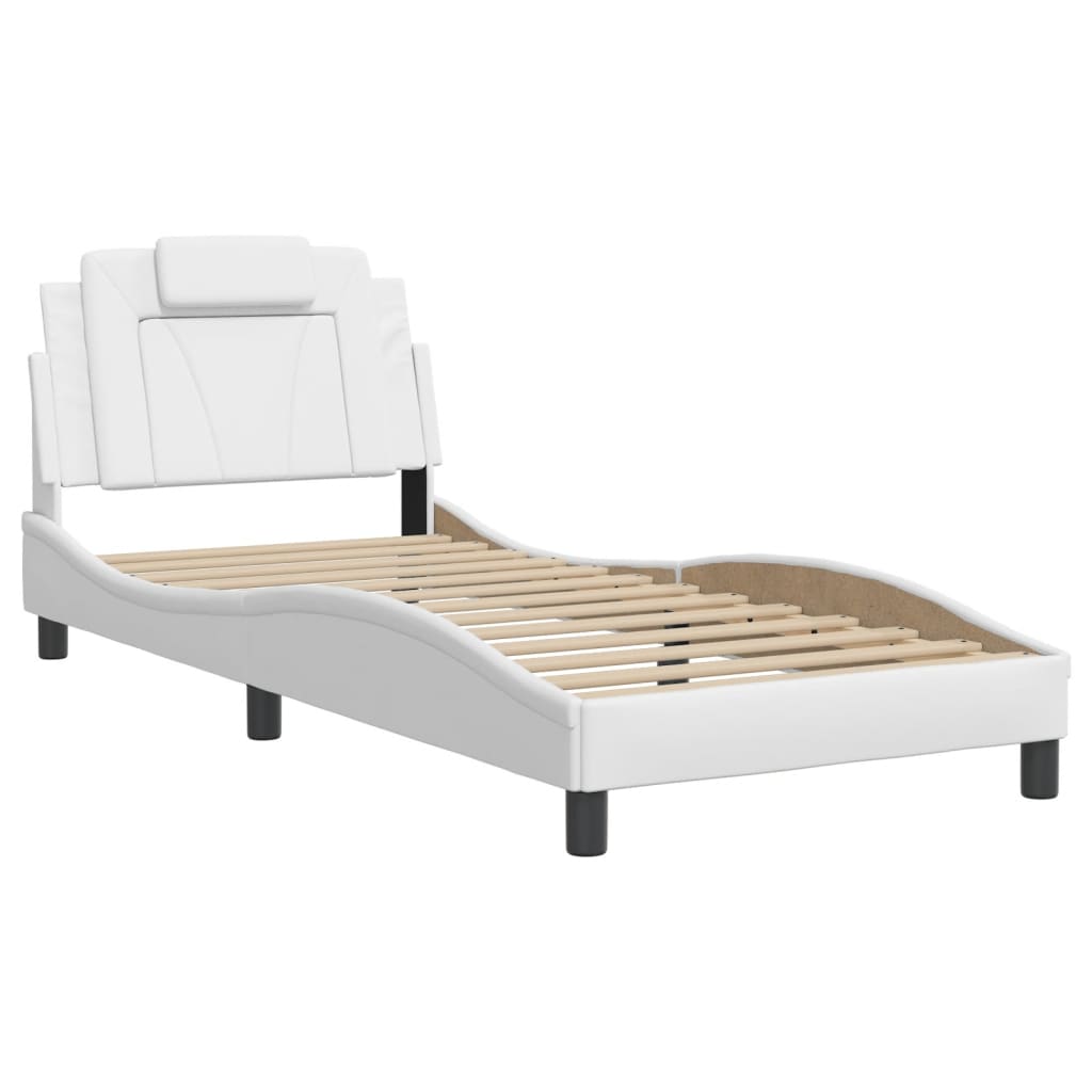 Bedframe met hoofdbord kunstleer wit 90x190 cm Bedden & bedframes | Creëer jouw Trendy Thuis | Gratis bezorgd & Retour | Trendy.nl