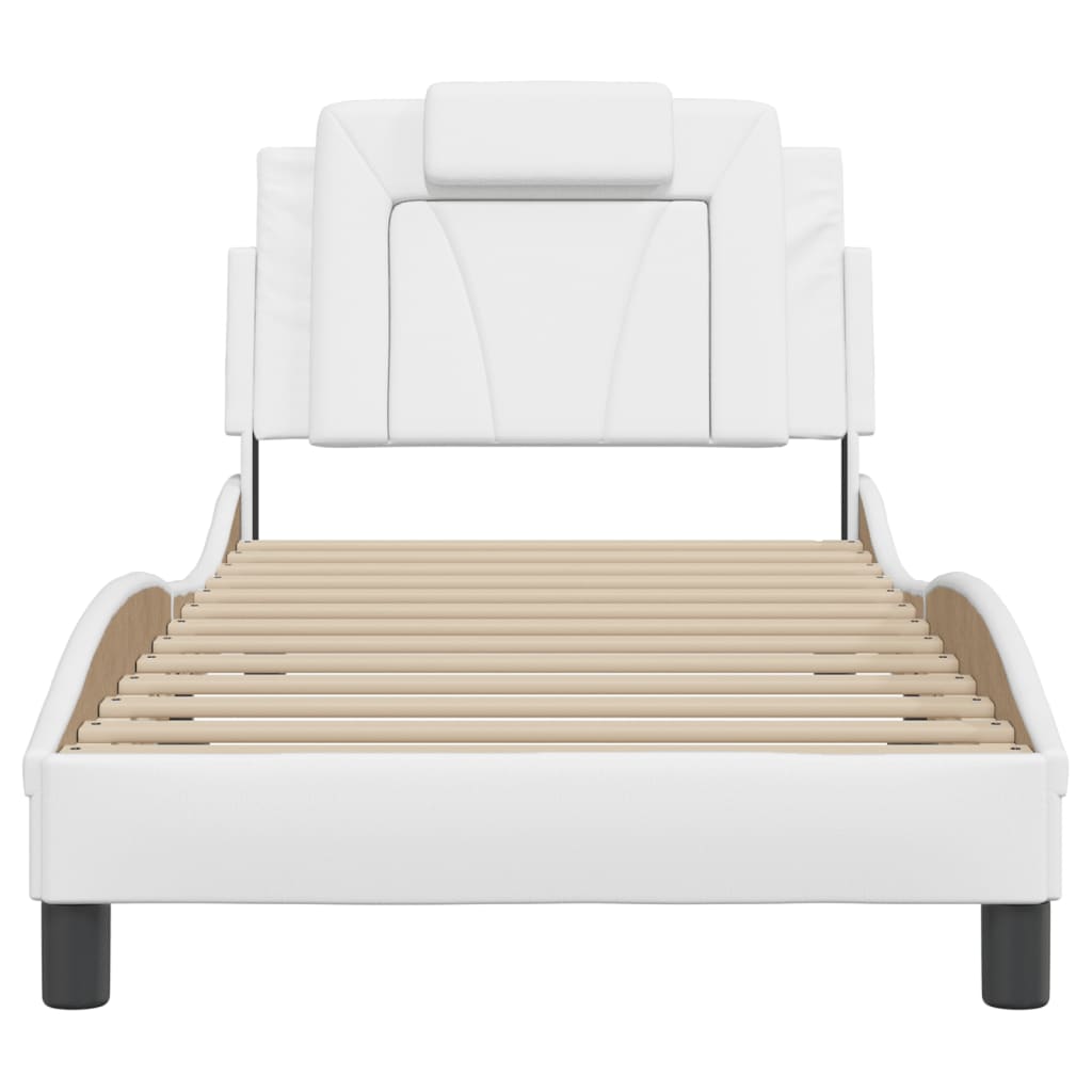 Bedframe met hoofdbord kunstleer wit 90x190 cm Bedden & bedframes | Creëer jouw Trendy Thuis | Gratis bezorgd & Retour | Trendy.nl