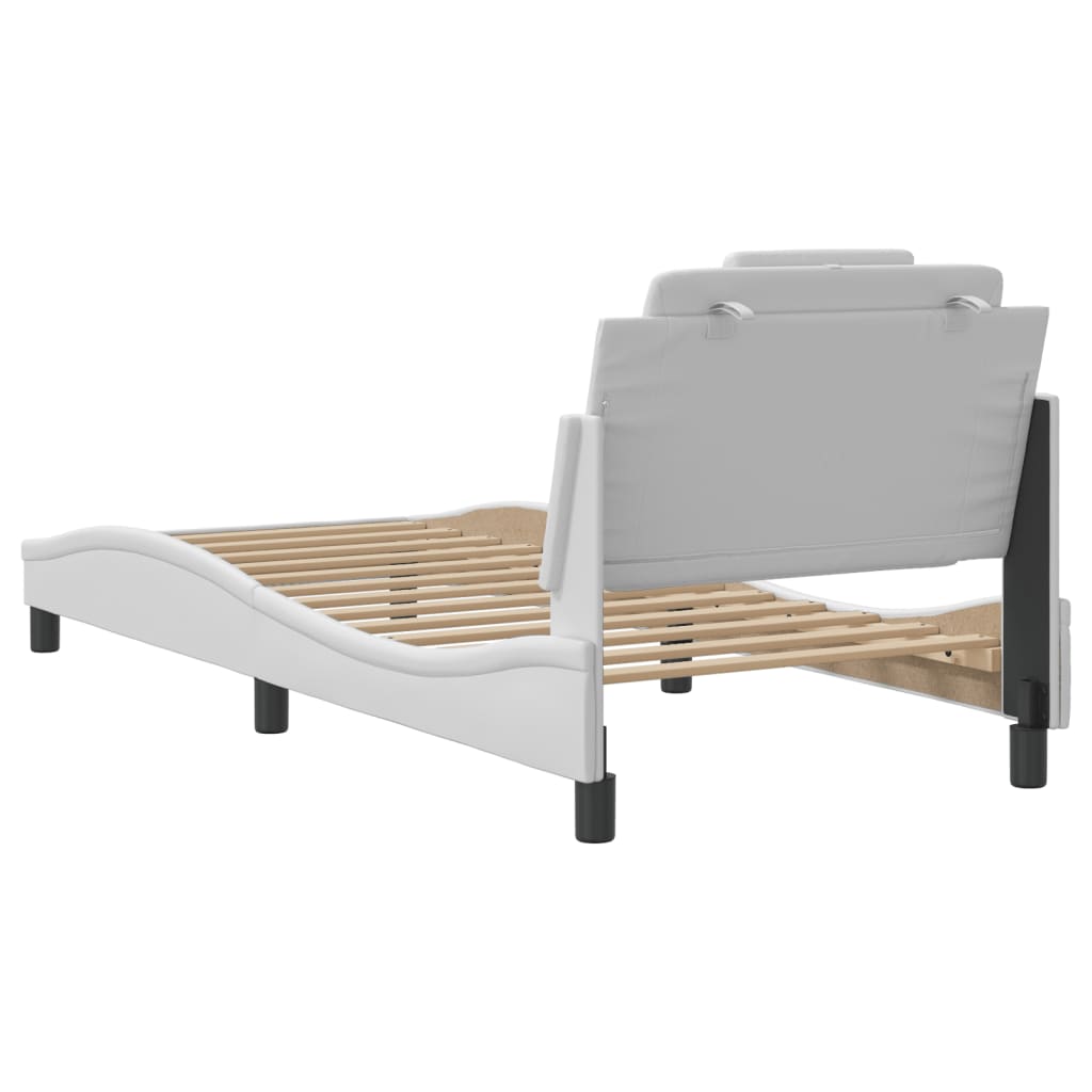 Bedframe met hoofdbord kunstleer wit 90x190 cm Bedden & bedframes | Creëer jouw Trendy Thuis | Gratis bezorgd & Retour | Trendy.nl