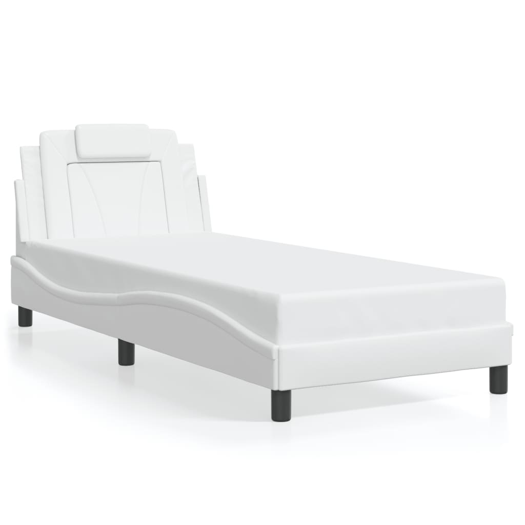 Bedframe met hoofdbord kunstleer wit 90x190 cm Bedden & bedframes | Creëer jouw Trendy Thuis | Gratis bezorgd & Retour | Trendy.nl