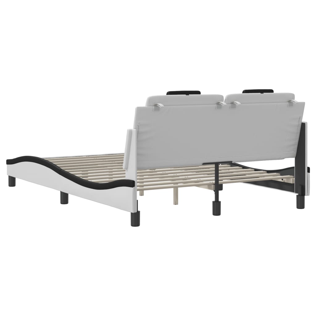 Bedframe met hoofdbord kunstleer zwart en wit 120x200 cm