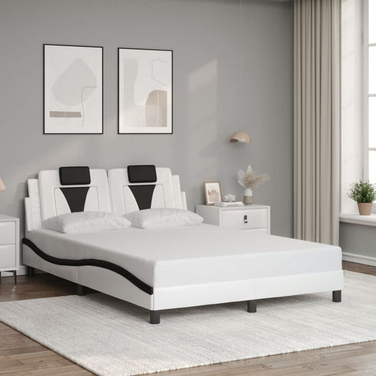 Bedframe met hoofdbord kunstleer zwart en wit 120x200 cm