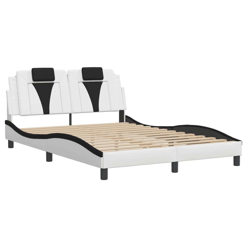 Bedframe met hoofdbord kunstleer wit en zwart 140x190 cm