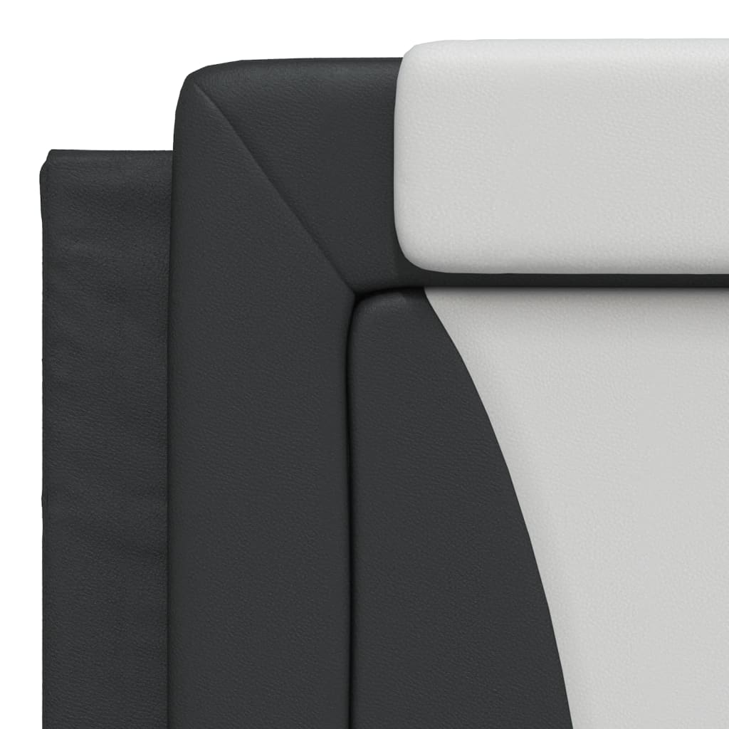 Bedframe met hoofdbord kunstleer zwart en wit 180x200 cm