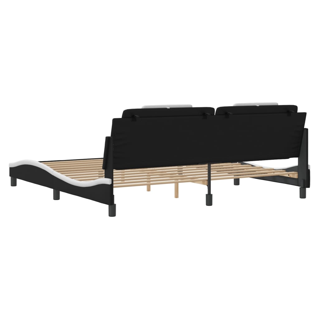 Bedframe met hoofdbord kunstleer zwart en wit 200x200 cm