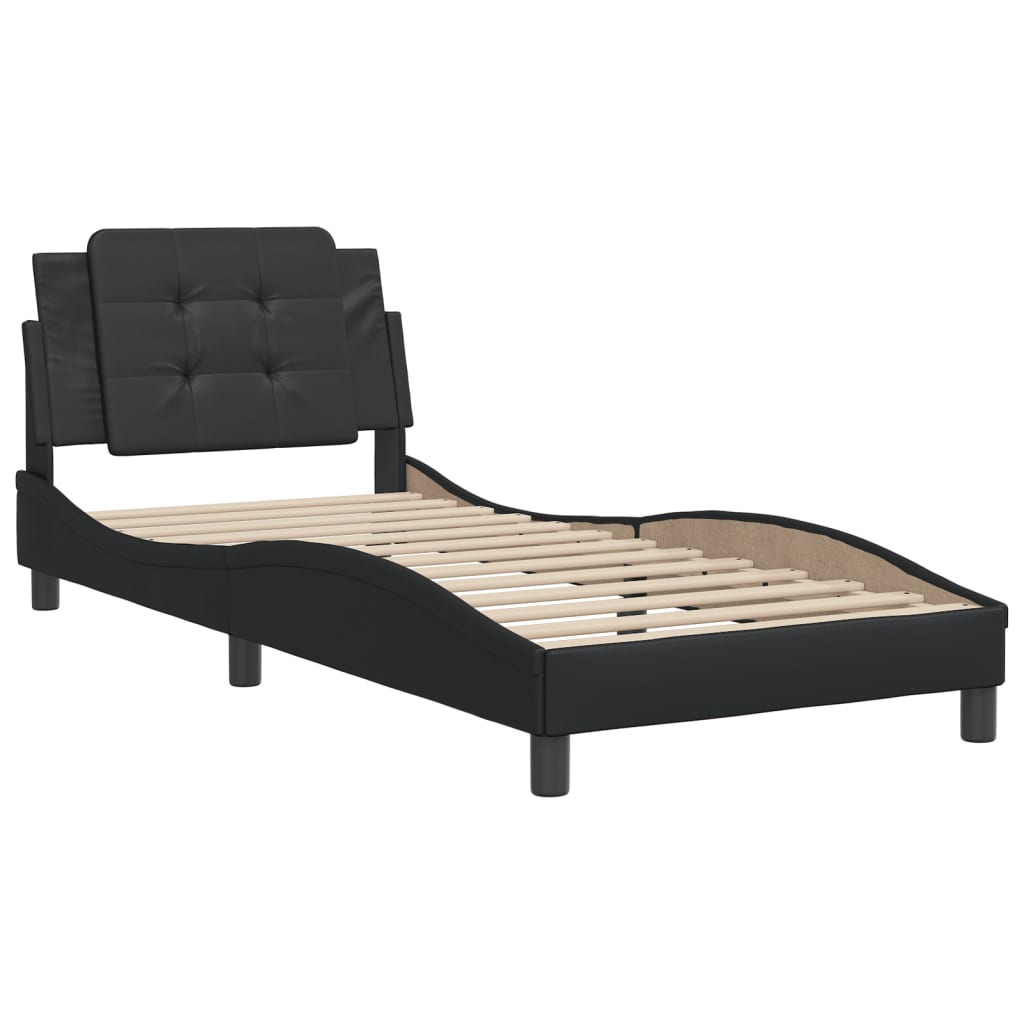 Bedframe met hoofdbord kunstleer zwart 90x190 cm Bedden & bedframes | Creëer jouw Trendy Thuis | Gratis bezorgd & Retour | Trendy.nl