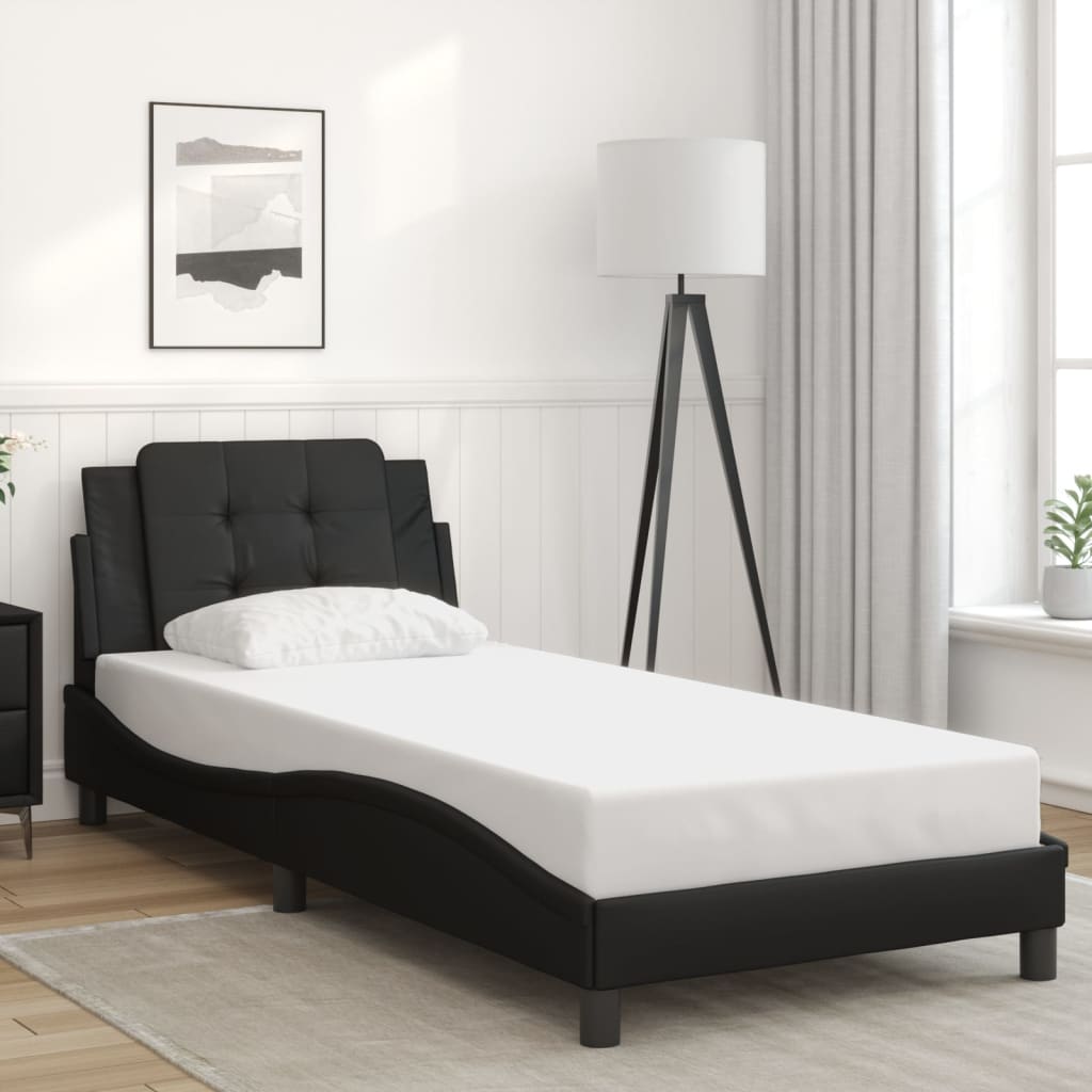 Bedframe met hoofdbord kunstleer zwart 90x190 cm Bedden & bedframes | Creëer jouw Trendy Thuis | Gratis bezorgd & Retour | Trendy.nl