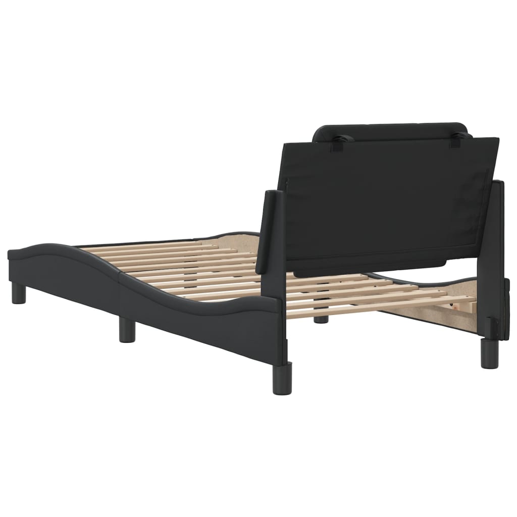 Bedframe met hoofdbord kunstleer zwart 90x190 cm Bedden & bedframes | Creëer jouw Trendy Thuis | Gratis bezorgd & Retour | Trendy.nl