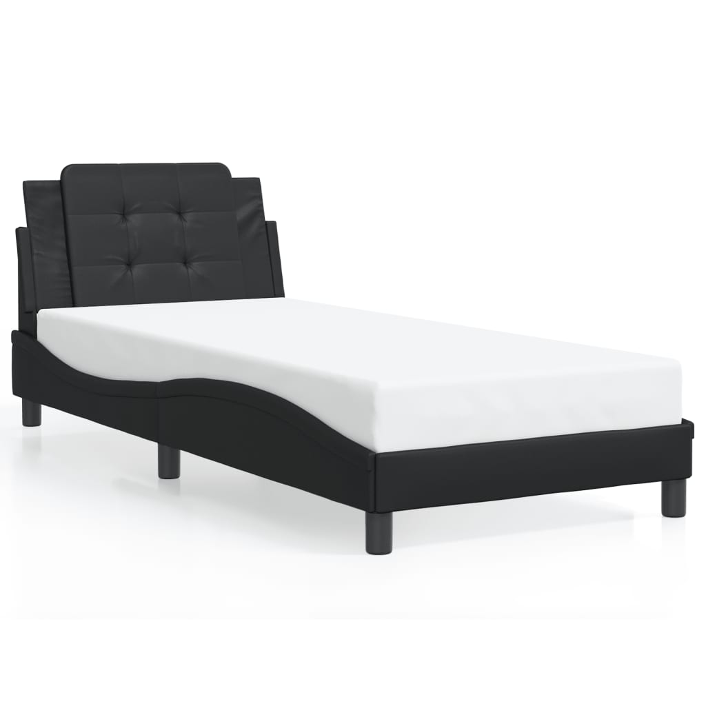 Bedframe met hoofdbord kunstleer zwart 90x190 cm Bedden & bedframes | Creëer jouw Trendy Thuis | Gratis bezorgd & Retour | Trendy.nl