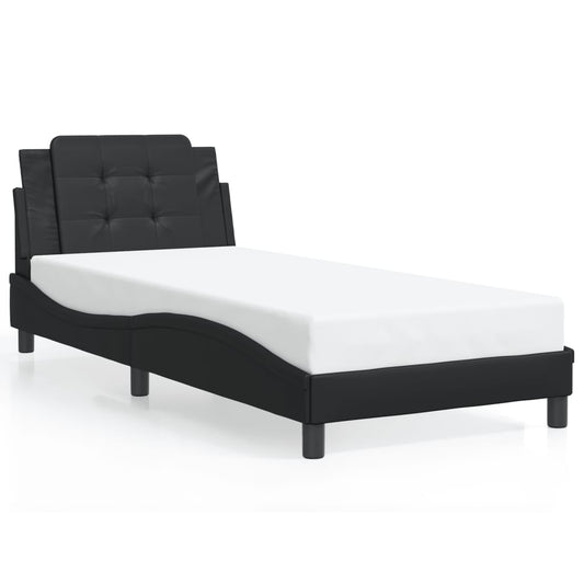 Bedframe met hoofdbord kunstleer zwart 90x190 cm