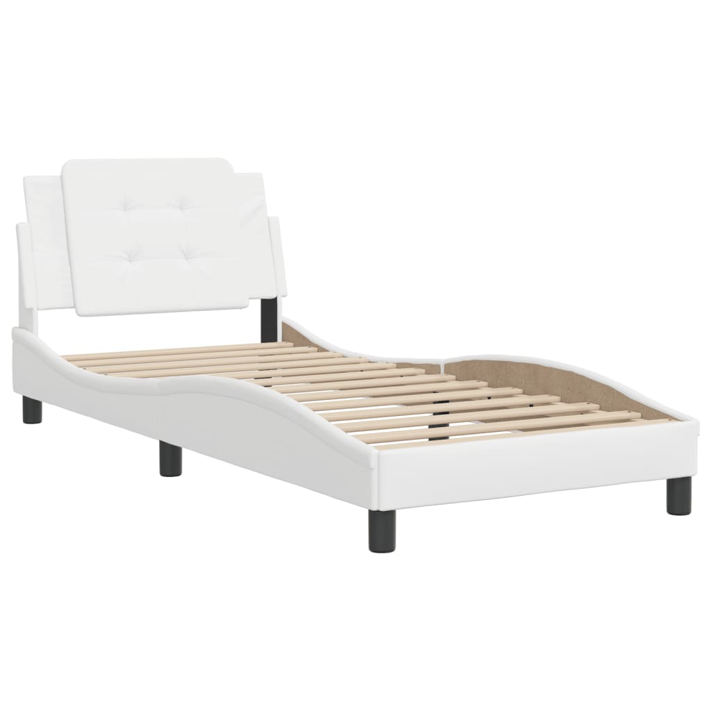 Bedframe met hoofdbord kunstleer wit 90x190 cm Bedden & bedframes | Creëer jouw Trendy Thuis | Gratis bezorgd & Retour | Trendy.nl