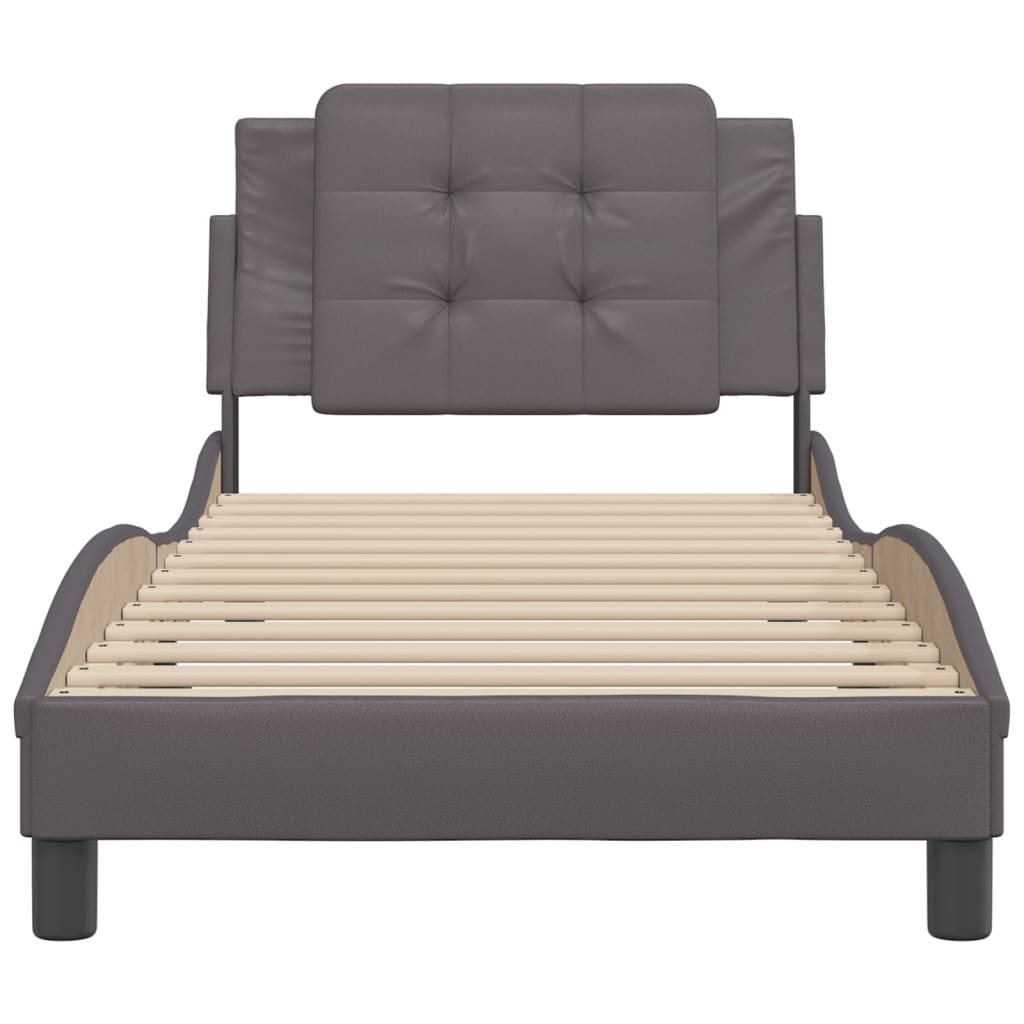 Bedframe met hoofdbord kunstleer grijs 90x190 cm Bedden & bedframes | Creëer jouw Trendy Thuis | Gratis bezorgd & Retour | Trendy.nl