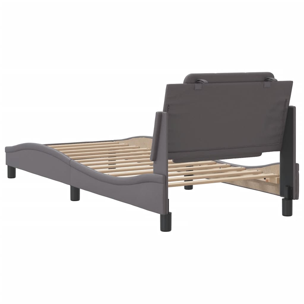 Bedframe met hoofdbord kunstleer grijs 90x190 cm Bedden & bedframes | Creëer jouw Trendy Thuis | Gratis bezorgd & Retour | Trendy.nl