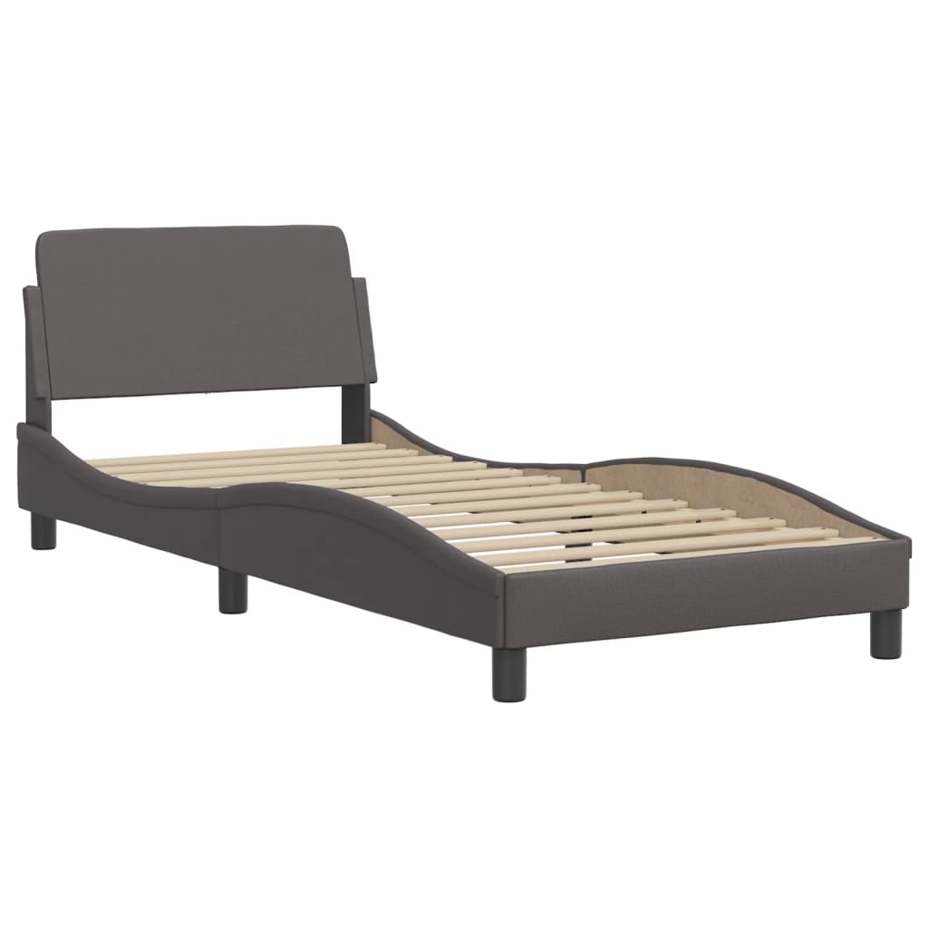 Bedframe met hoofdbord kunstleer grijs 90x190 cm Bedden & bedframes | Creëer jouw Trendy Thuis | Gratis bezorgd & Retour | Trendy.nl