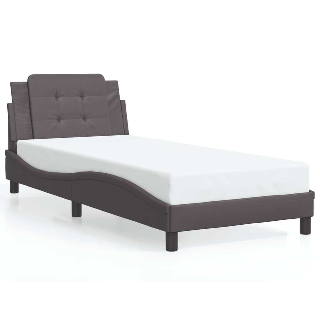 Bedframe met hoofdbord kunstleer grijs 90x190 cm Bedden & bedframes | Creëer jouw Trendy Thuis | Gratis bezorgd & Retour | Trendy.nl