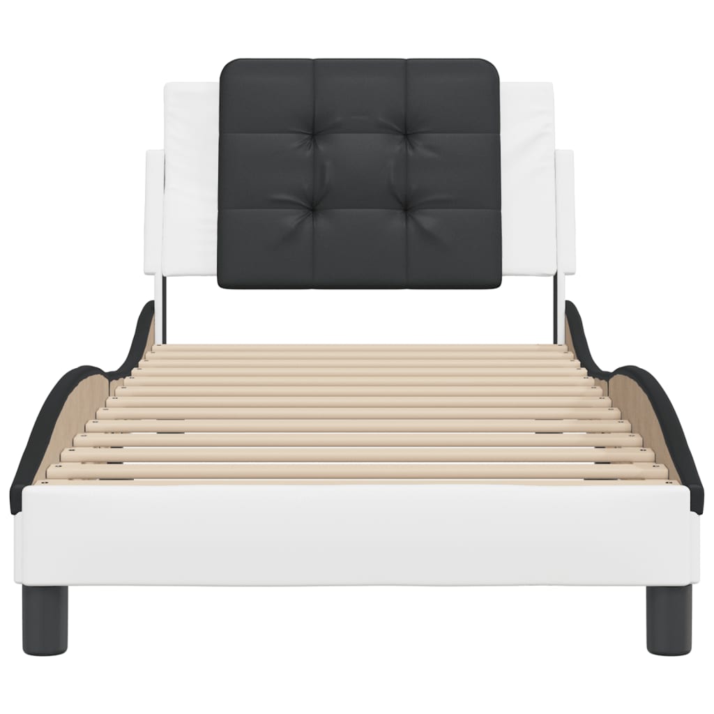 Bedframe met hoofdbord kunstleer zwart en wit 90x190 cm Bedden & bedframes | Creëer jouw Trendy Thuis | Gratis bezorgd & Retour | Trendy.nl