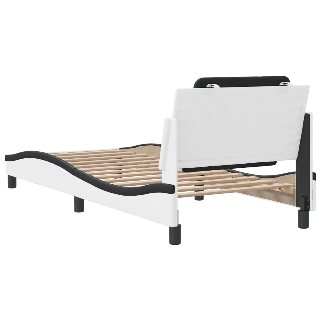 Bedframe met hoofdbord kunstleer zwart en wit 90x190 cm Bedden & bedframes | Creëer jouw Trendy Thuis | Gratis bezorgd & Retour | Trendy.nl