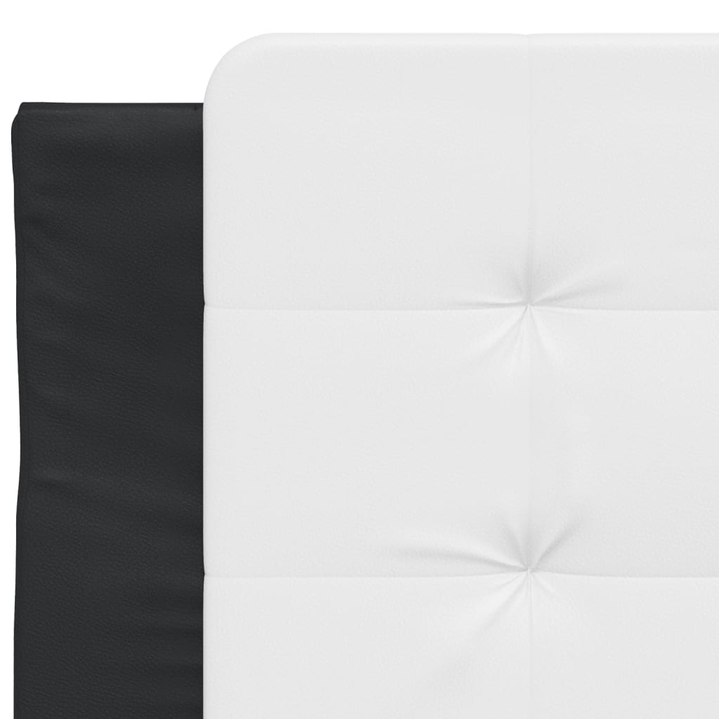 Bedframe met hoofdbord kunstleer zwart en wit 90x200 cm