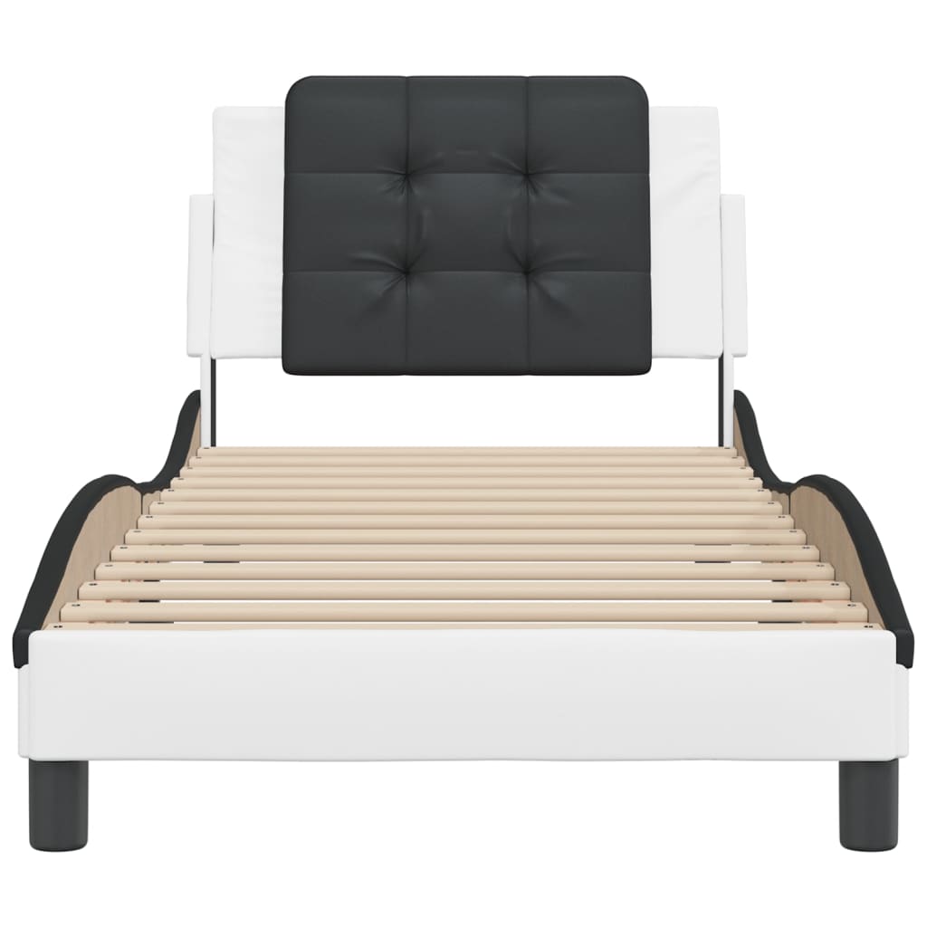 Bedframe met hoofdbord kunstleer wit en zwart 90x200 cm Bedden & bedframes | Creëer jouw Trendy Thuis | Gratis bezorgd & Retour | Trendy.nl