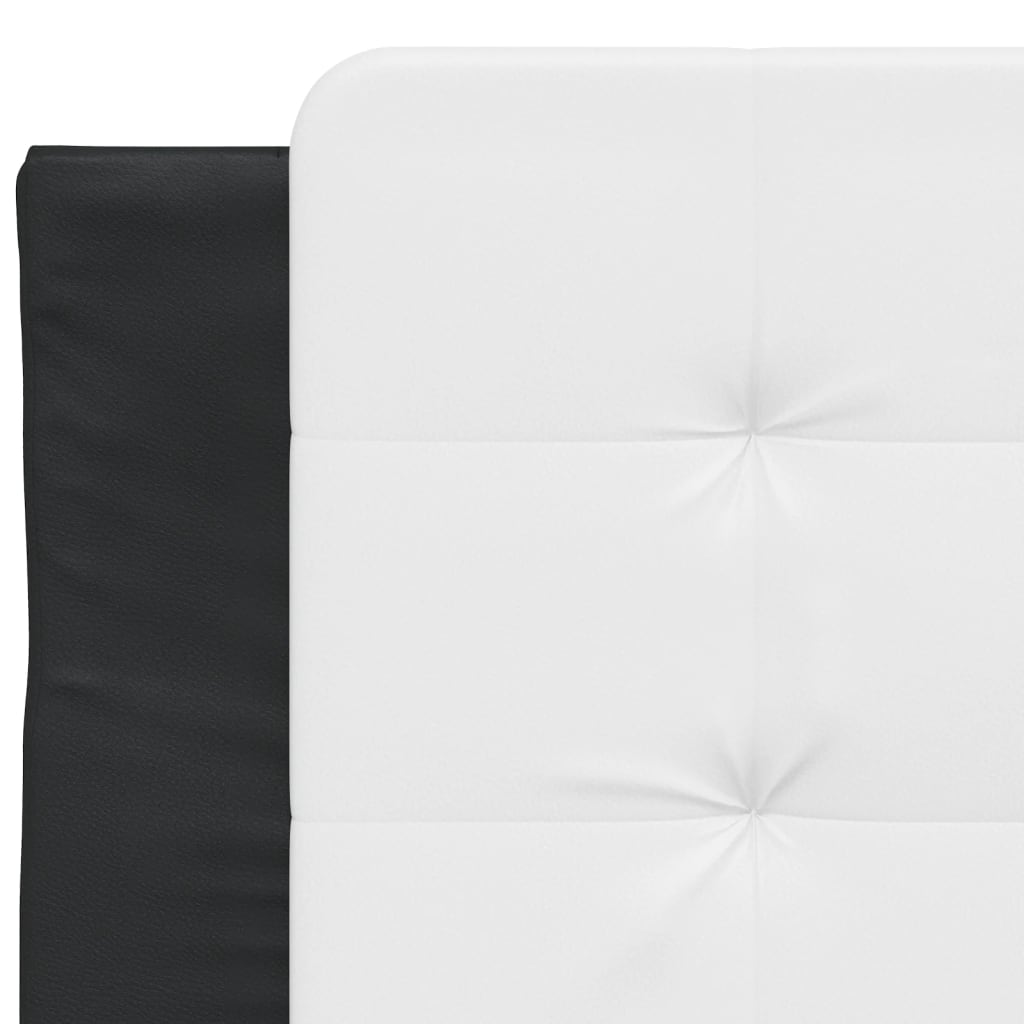 Bedframe met hoofdbord kunstleer zwart en wit 100x200 cm