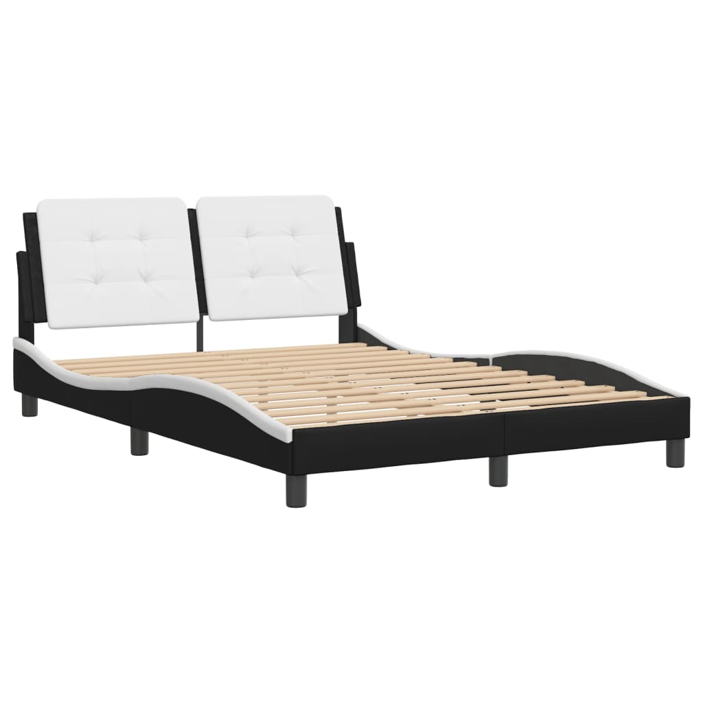 Bedframe met hoofdbord kunstleer zwart en wit 120x200 cm Bedden & bedframes | Creëer jouw Trendy Thuis | Gratis bezorgd & Retour | Trendy.nl