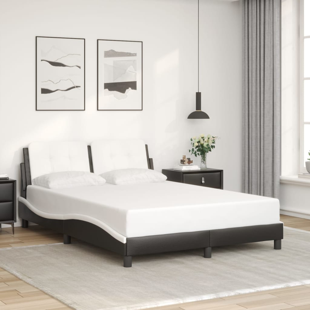 Bedframe met hoofdbord kunstleer zwart en wit 120x200 cm Bedden & bedframes | Creëer jouw Trendy Thuis | Gratis bezorgd & Retour | Trendy.nl