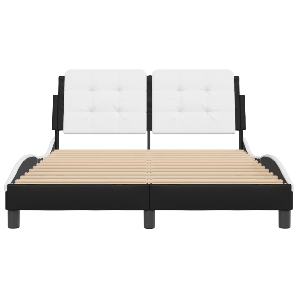 Bedframe met hoofdbord kunstleer zwart en wit 120x200 cm Bedden & bedframes | Creëer jouw Trendy Thuis | Gratis bezorgd & Retour | Trendy.nl