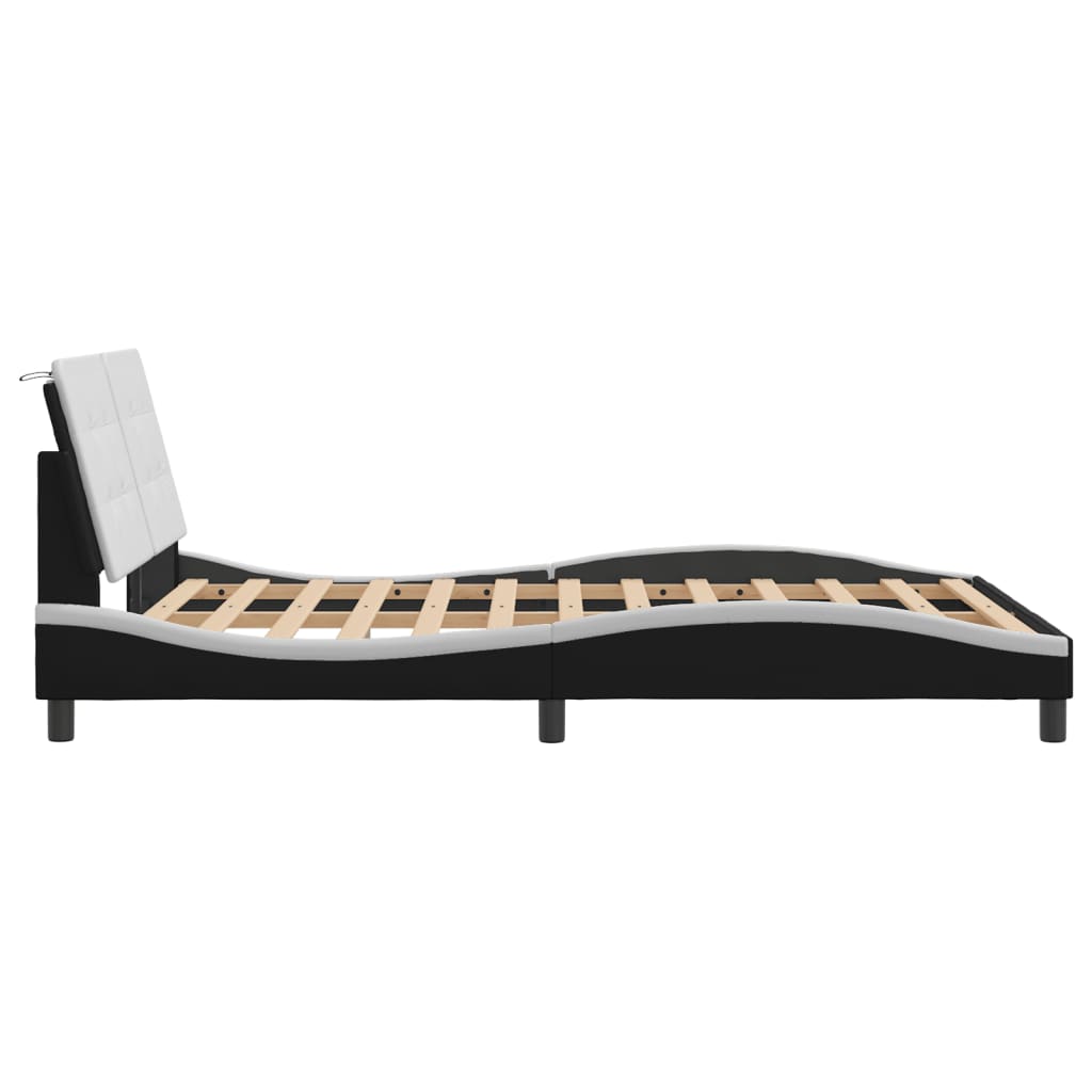 Bedframe met hoofdbord kunstleer zwart en wit 120x200 cm Bedden & bedframes | Creëer jouw Trendy Thuis | Gratis bezorgd & Retour | Trendy.nl