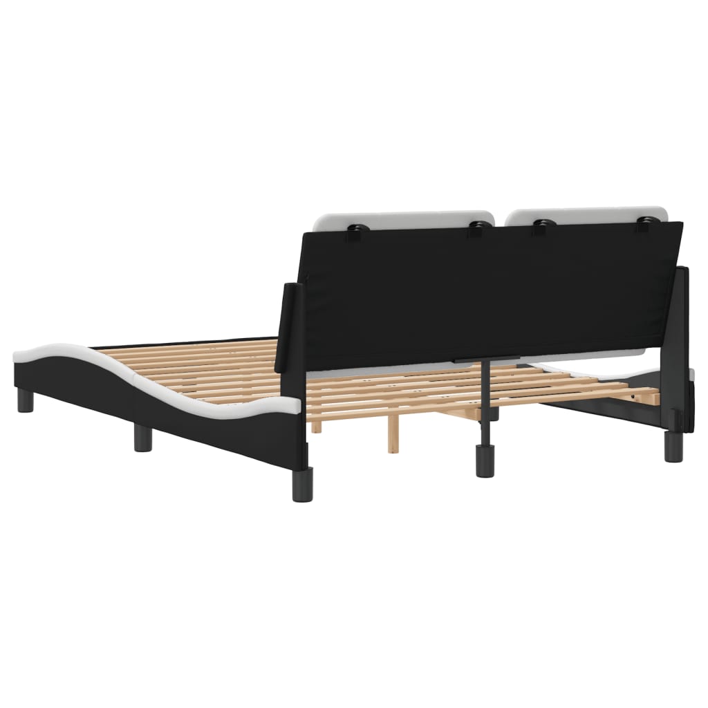 Bedframe met hoofdbord kunstleer zwart en wit 120x200 cm Bedden & bedframes | Creëer jouw Trendy Thuis | Gratis bezorgd & Retour | Trendy.nl