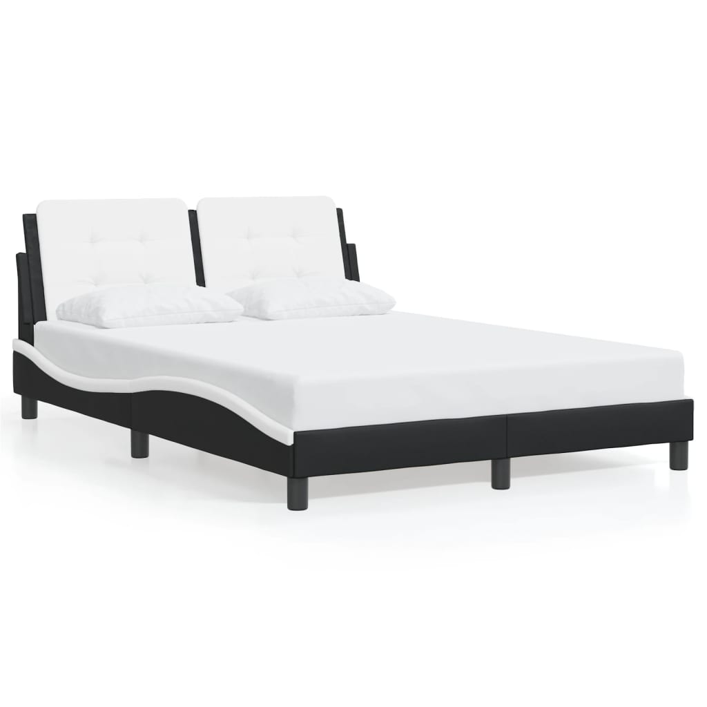 Bedframe met hoofdbord kunstleer zwart en wit 120x200 cm Bedden & bedframes | Creëer jouw Trendy Thuis | Gratis bezorgd & Retour | Trendy.nl