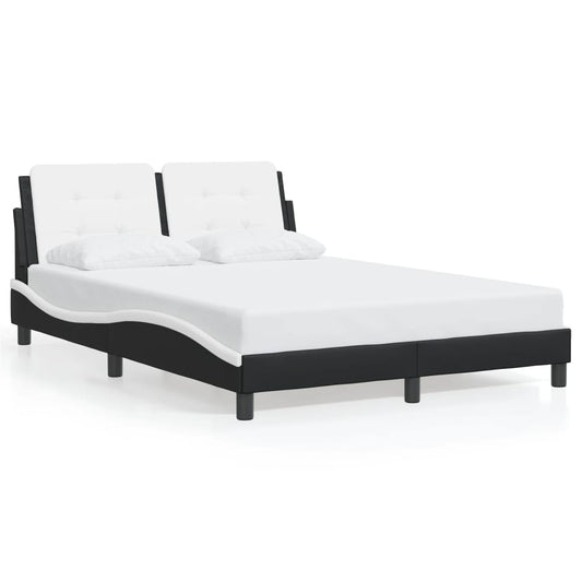 Bedframe met hoofdbord kunstleer zwart en wit 120x200 cm