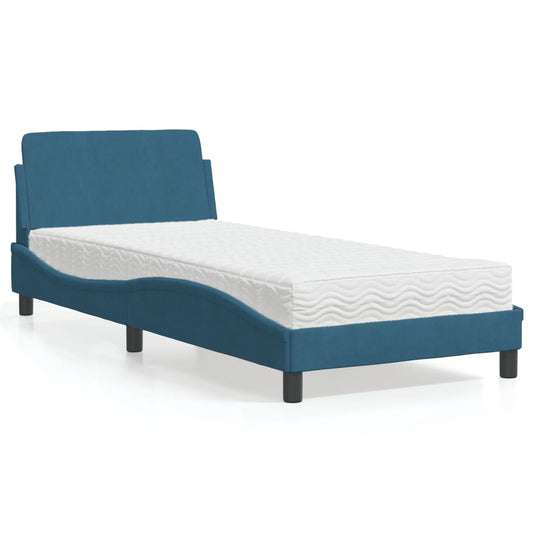 Bed met matras fluweel blauw 80x200 cm
