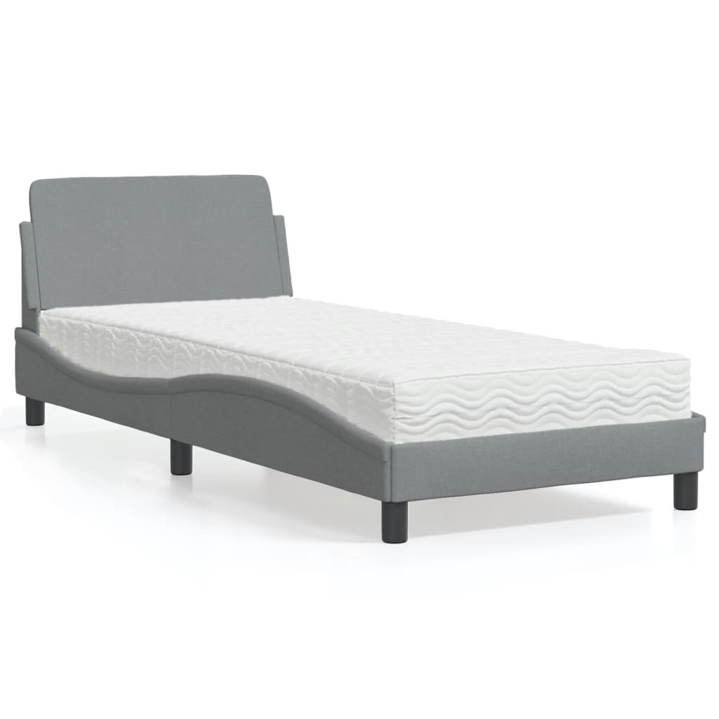 Bed met matras stof lichtgrijs 90x190 cm Bedden & bedframes | Creëer jouw Trendy Thuis | Gratis bezorgd & Retour | Trendy.nl