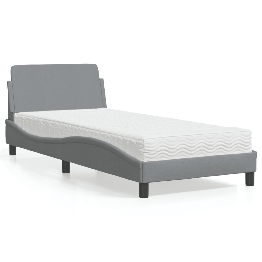 Bed met matras stof lichtgrijs 90x190 cm Bedden & bedframes | Creëer jouw Trendy Thuis | Gratis bezorgd & Retour | Trendy.nl