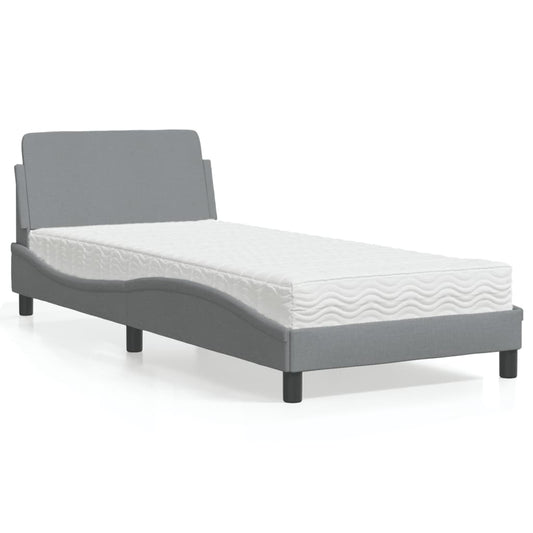 Bed met matras stof lichtgrijs 90x190 cm Bedden & bedframes | Creëer jouw Trendy Thuis | Gratis bezorgd & Retour | Trendy.nl