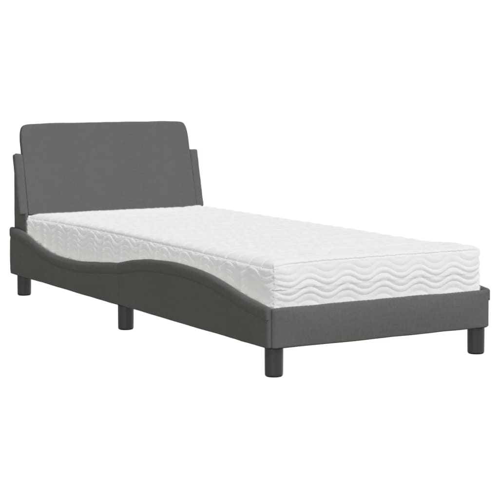 Bed met matras stof donkergrijs 90x190 cm Bedden & bedframes | Creëer jouw Trendy Thuis | Gratis bezorgd & Retour | Trendy.nl