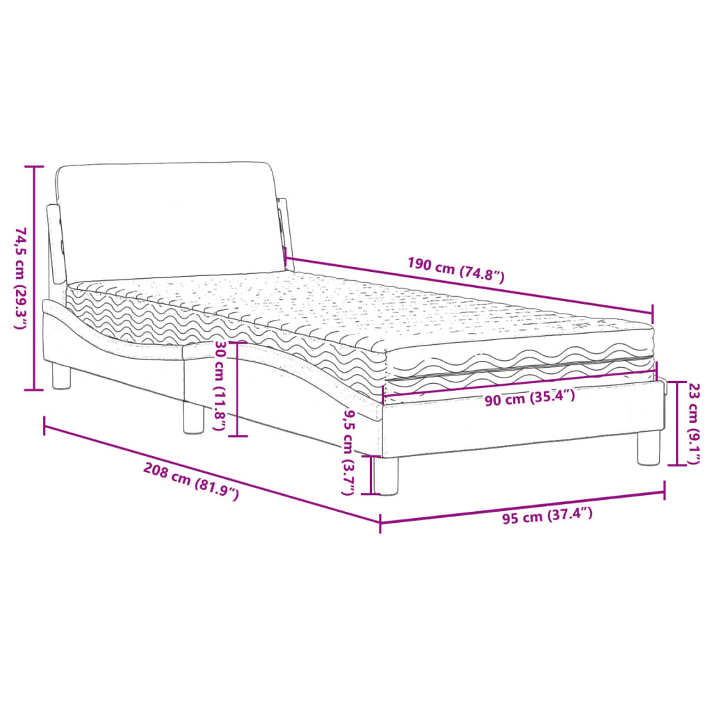 Bed met matras stof zwart 90x190 cm Bedden & bedframes | Creëer jouw Trendy Thuis | Gratis bezorgd & Retour | Trendy.nl