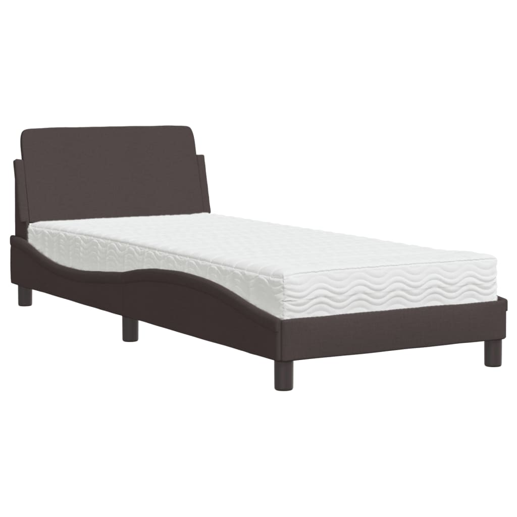 Bed met matras stof donkerbruin 90x190 cm Bedden & bedframes | Creëer jouw Trendy Thuis | Gratis bezorgd & Retour | Trendy.nl