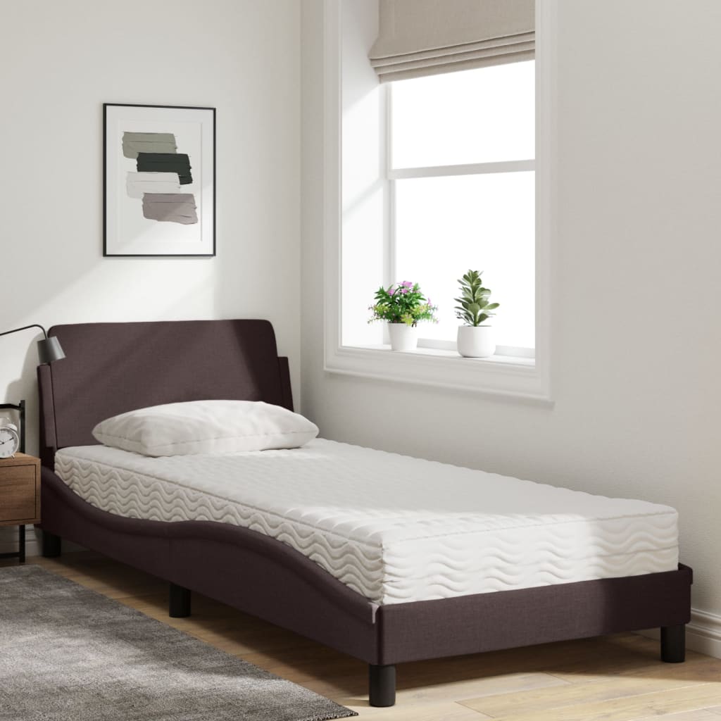 Bed met matras stof donkerbruin 90x190 cm Bedden & bedframes | Creëer jouw Trendy Thuis | Gratis bezorgd & Retour | Trendy.nl